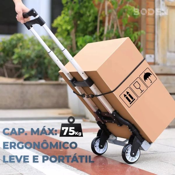 Carrinho Dobrável Reforçado 75kg Portátil (PROMOÇÃO) - Imagem 4