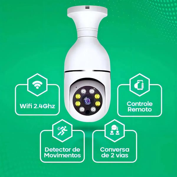 Câmera Lâmpada 360° Wi-Fi com App (PROMOÇÃO) - Imagem 4