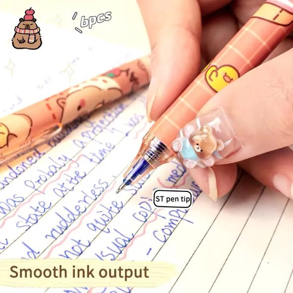 Kit 6 Canetas Apagáveis Capivara Filó Papelaria Fofa Kawaii - Imagem 3