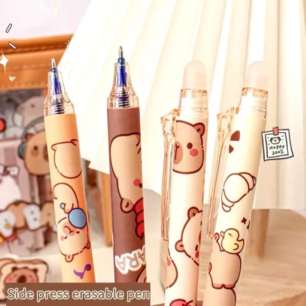 Kit 6 Canetas Apagáveis Capivara Filó Papelaria Fofa Kawaii - Imagem 4
