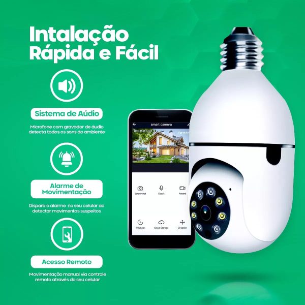 Câmera Lâmpada 360° Wi-Fi com App (PROMOÇÃO) - Imagem 2