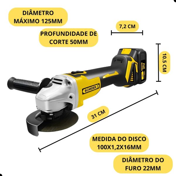 Lixadeira Angular Recarregável 21V com 2 Baterias (PROMOÇÃO) - Imagem 9