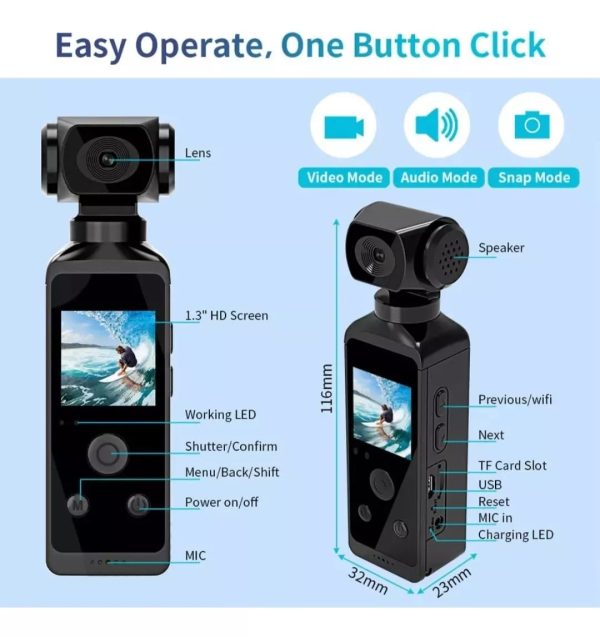 Câmera Pocket 360° HD com Tela LCD 1.3" (PROMOÇÃO) - Imagem 7