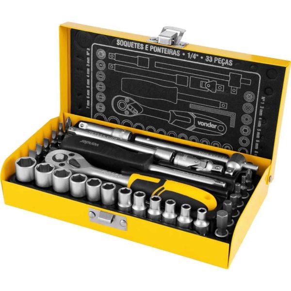 Jogo de Soquetes 1/4" Profissional 33 Peças Vonder (PROMOÇÃO) - Imagem 3