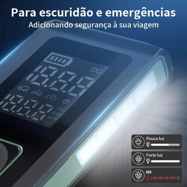 Auxiliar de Partida Automotivo com Compressor de Ar e Lanterna (PROMOÇÃO) - Imagem 6
