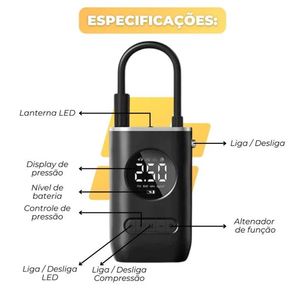 Mini Compressor Digital Portátil para Carros, Motos e Bicicletas (PROMOÇÃO) - Imagem 4