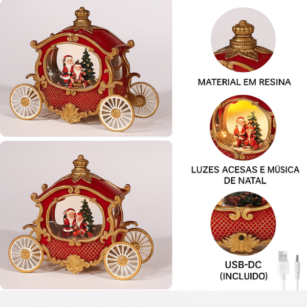 Carruagem natalina com globo de neve e música (PROMOÇÃO) - Imagem 4