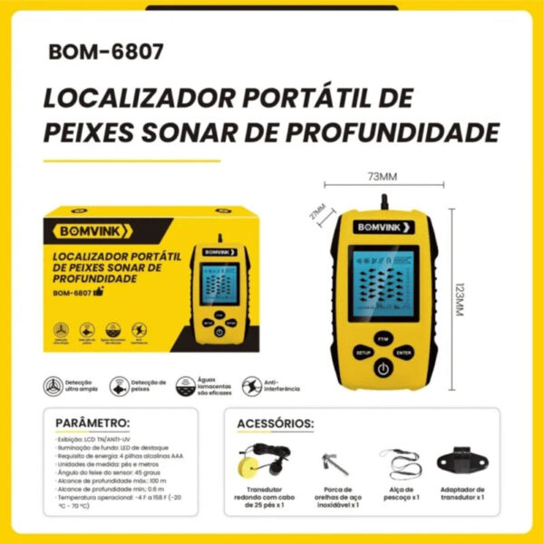 Localizador de Peixes Portátil com Sonar Profissional (PROMOÇÃO) - Imagem 2